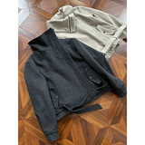 春款~斜拉链多穿领型正肩廓形毛呢绑带夹克YY73-P128，男装夹克，电商A330-1