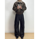 仿原牛立体工字褶A字阔型弯刀西裤通勤休闲裤K0221-P68，男装西裤，电商A330-1