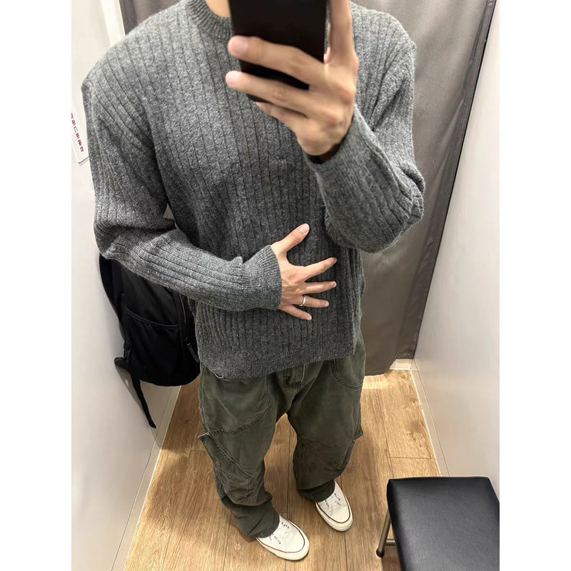 25/秋季~秋冬坑条肌理复古半拉链高级感软糯毛衣MY001-P78,男装针织衫/毛衣,电商A330-1