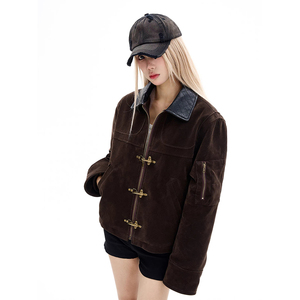 25/冬季~老钱风飞机扣皮领外套宽松型短款棉服外套YY60-P138,穿搭男生老狼狗图片