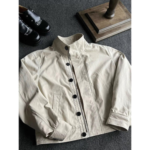 重水洗立领夹克外套秋黑棕色 JK79-P118图片
