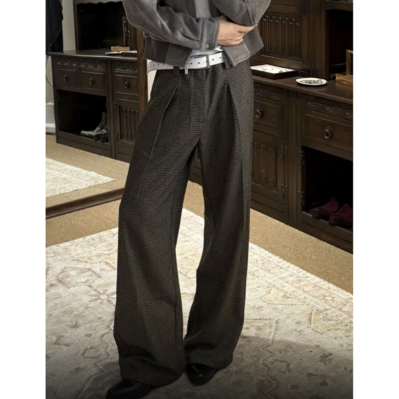 26/春爆千鸟格打褶微阔A字休闲长裤西裤K0220-P68M-2XL，男装西裤，电商A330-1