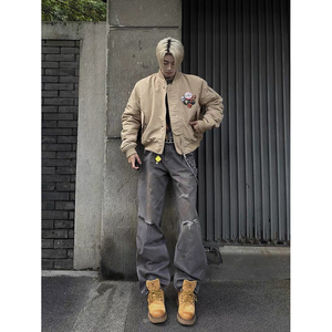 bomber棒球复古boxy飞行夹克棉服外套秋冬休闲Y30-P128图片