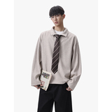 美式复古宽松polo翻领卫衣外套头男女潮流PL50-P68送领带，女装短外套，电商A330-1