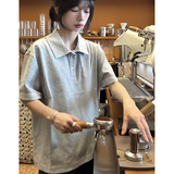~美式假两件条纹t恤衫男女五分袖ins复古短袖polo潮pl23-p48，男装Polo衫，电商A330-1