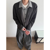 花纱麦穗提花撞色假两件拼接正肩针织开衫长袖JK130-P88，男装卫衣，电商A330-1