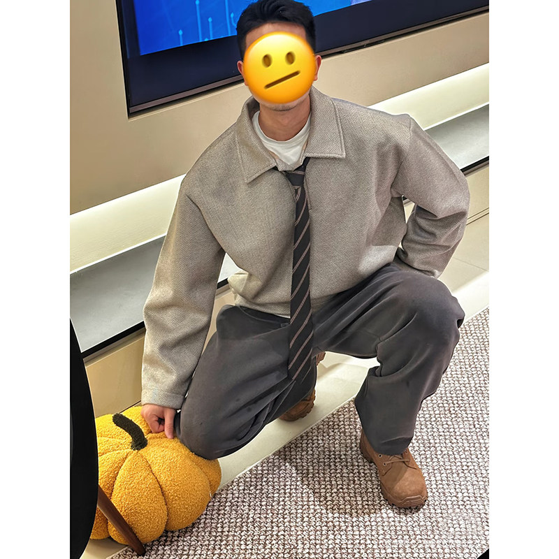 美式复古宽松polo翻领卫衣外套头男女PL50-P68送领带，女装短外套，电商A330-1