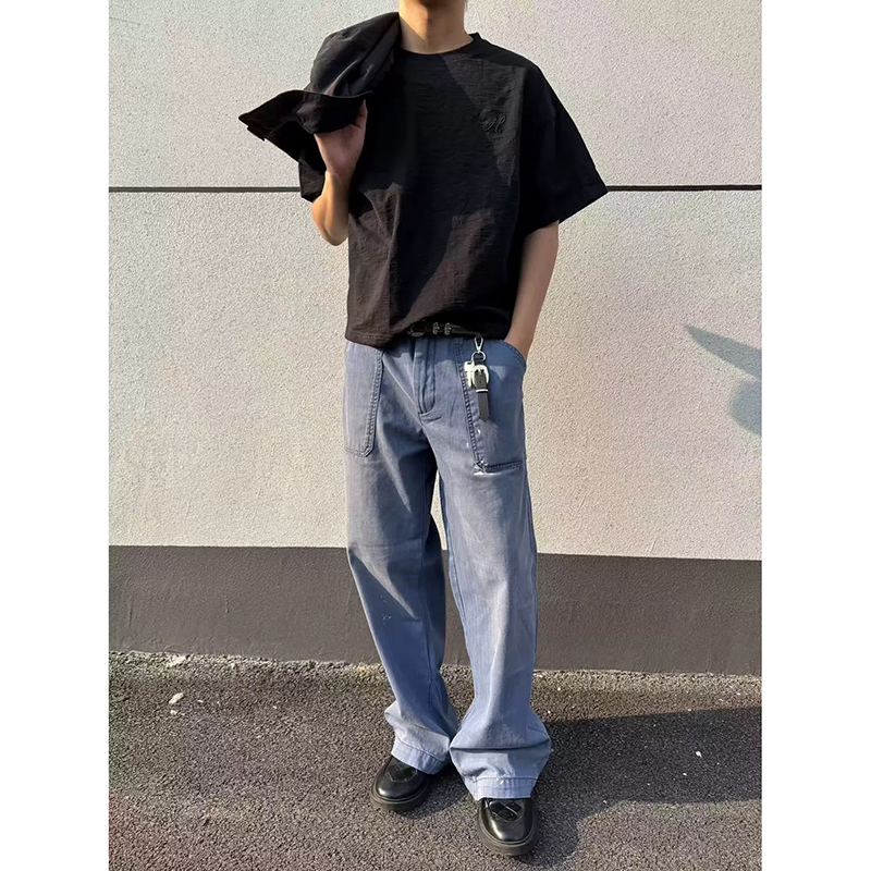 水洗系列经典汽油蓝做旧法工裤裤K0194-P68，男装休闲裤，电商A330-1