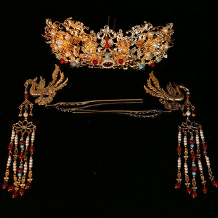 汉服凤冠流苏头饰古风发饰凤钗步摇发簪女簪子发夹饰品