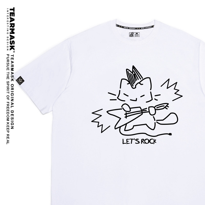 摇滚乐队猫咪t恤夏季不插电ROCK朋克吉他SOLO宽松短袖衣服情侣装