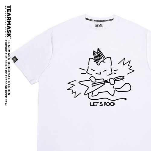 摇滚乐队猫咪t恤短袖衣服