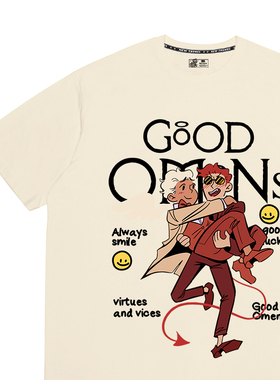 原创good omens好兆头英剧周边T恤男女同款电影同人纯棉短袖衣服