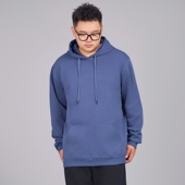 宽松休闲长袖 加绒加厚银狐绒套头连帽衫 男卫衣加肥加大码 秋冬上衣