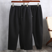 束口直筒运动裤 秋冬加绒加厚特体加肥加大码 12XL宽松休闲纯棉长裤