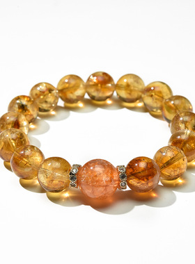 原创设计天然黄塔晶手链轻奢简约旺财运聚财好运珠黄水晶手串女