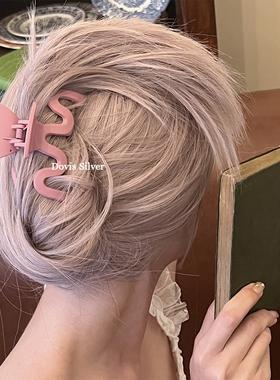 法式ins少女莫兰迪色磨砂哑光发夹显白小众波浪后脑勺抓夹鲨鱼夹