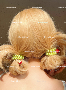 夏日甜美俏皮趣味皮筋少女心可爱果绿苹果电话绳弹力发圈发绳发饰