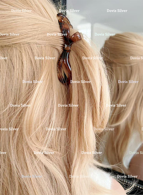 秋冬豹纹琥珀感透明香蕉夹竖夹气质高马尾飘带造型抓夹发夹鲨鱼夹