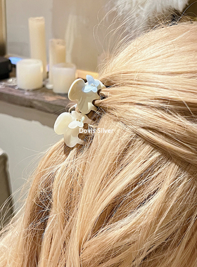 ins奶蓝babyblue精致仙女系蝴蝶花朵镶钻迷你抓夹公主头发夹发饰