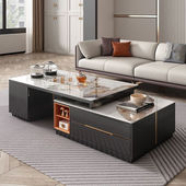 楠运岩板功夫泡茶茶几家用伸缩客厅茶台一体轻奢多功能电视柜组合