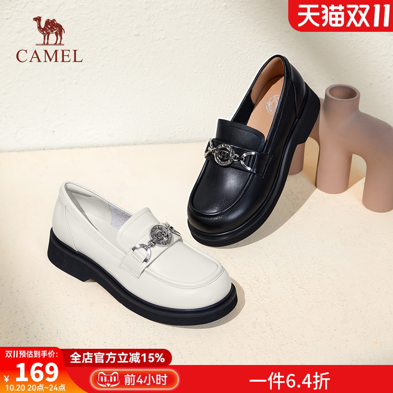 骆驼粗跟乐福鞋2024春季新款女鞋