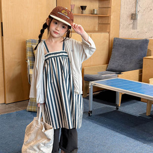 娇气妈童装新款女童韩版吊带裙长款女宝宝可叠穿无袖休闲风连衣裙