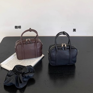 羊皮波士顿保龄球包包女高级感时尚精致小拎包单肩斜挎小包手机包