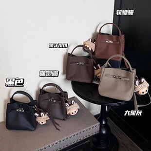 荔枝纹菜篮子水桶包女2025新款上班通勤手拎包真皮斜挎包小托特包