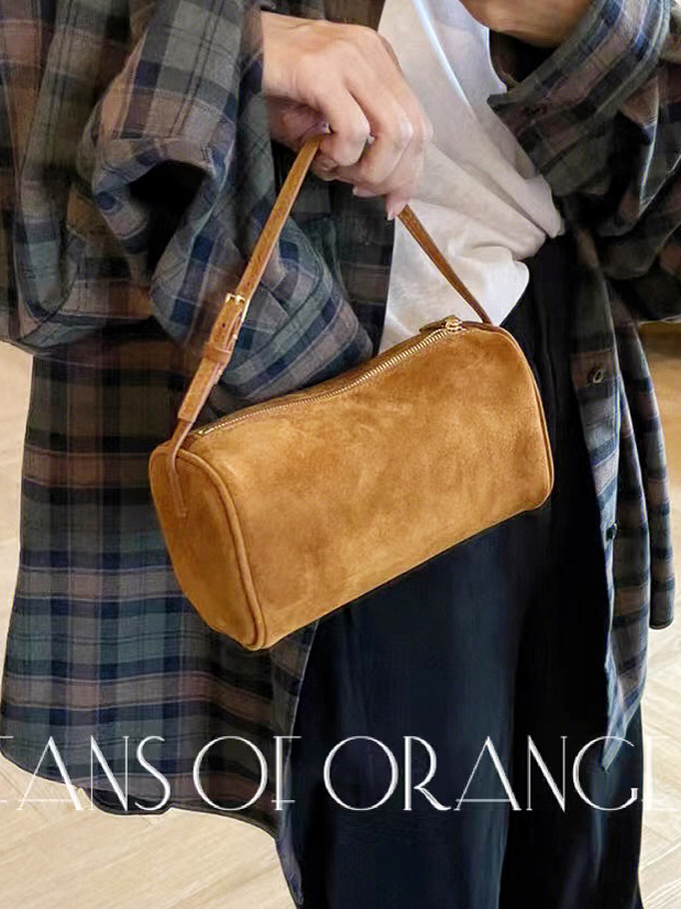 麂皮笔袋包磨砂牛皮腋下包斜挎包