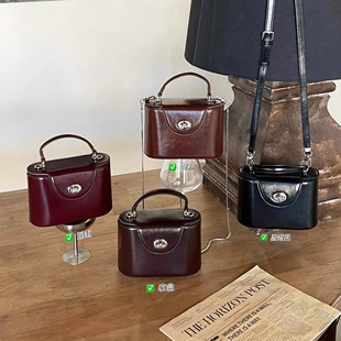 手提盒子包vintage中古包女2025新款超火精致水桶包链条斜挎小包