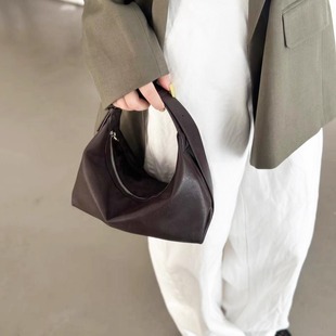 真皮小众云朵饭盒包饺子包女时尚精致手拎包腋下单肩斜挎小托特包