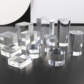 亚克力透明方柱水晶座玩具模型展示架化妆品珠宝首饰古玩瓷器底托