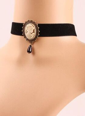 复古天鹅绒带颈链颈带女士项圈锁骨项链美人头饰链饰品