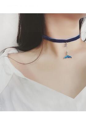人鱼的泪原创蓝色choker项链短款锁骨链女颈带项圈脖子饰品颈链女