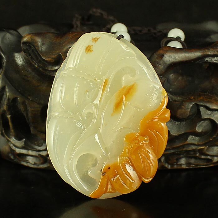 一口价 云南天然俏色黄龙玉精雕拍卖挂件吊坠多子多福 送证书包邮