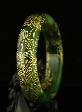 天然精雕手镯新疆和田玉送证书