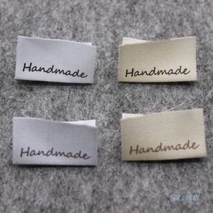 handmade纯棉标签发圈商标侧标服装 棉带印刷领标手工礼品DIY布标