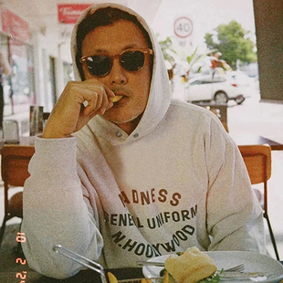 余文乐同款潮牌十周年限定薄款卫衣男春秋季连帽宽松大码加厚帽衫