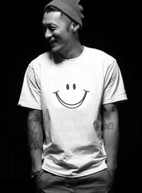 HANDIAN潮牌2026年新款白色短袖t恤男士圆领宽松夏季纯棉半袖体恤