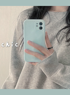 S25/S23/S22+薄荷绿色适用三星S21ultra手机壳S10+液态硅胶S9直边方形note20软壳S23FE全包防摔S24+