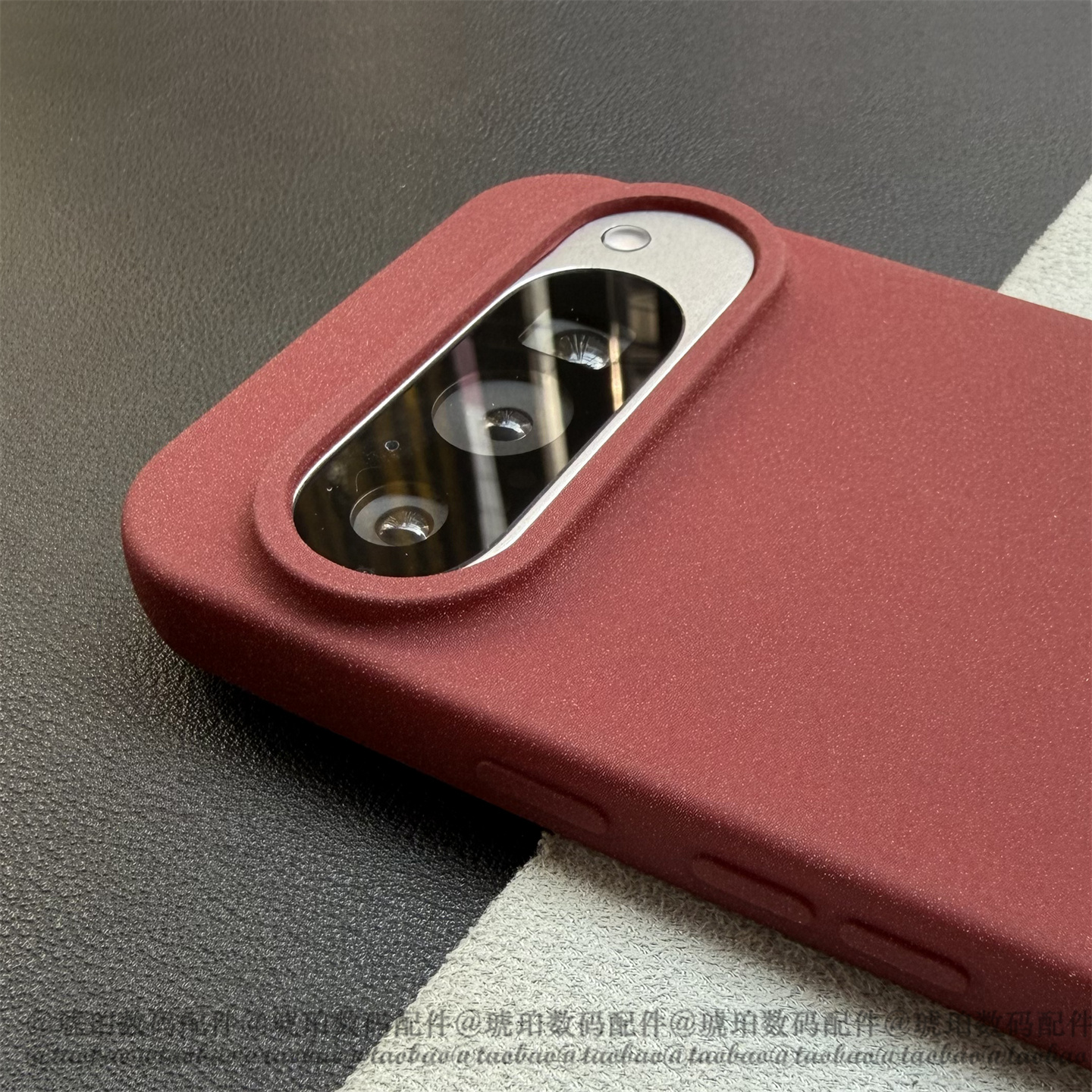 适用Google谷歌Pixel9ProXL手机壳大孔火山口硅胶软壳Pixel10磨砂不沾指纹防滑Pixel8全包7/6简约复古酒红色