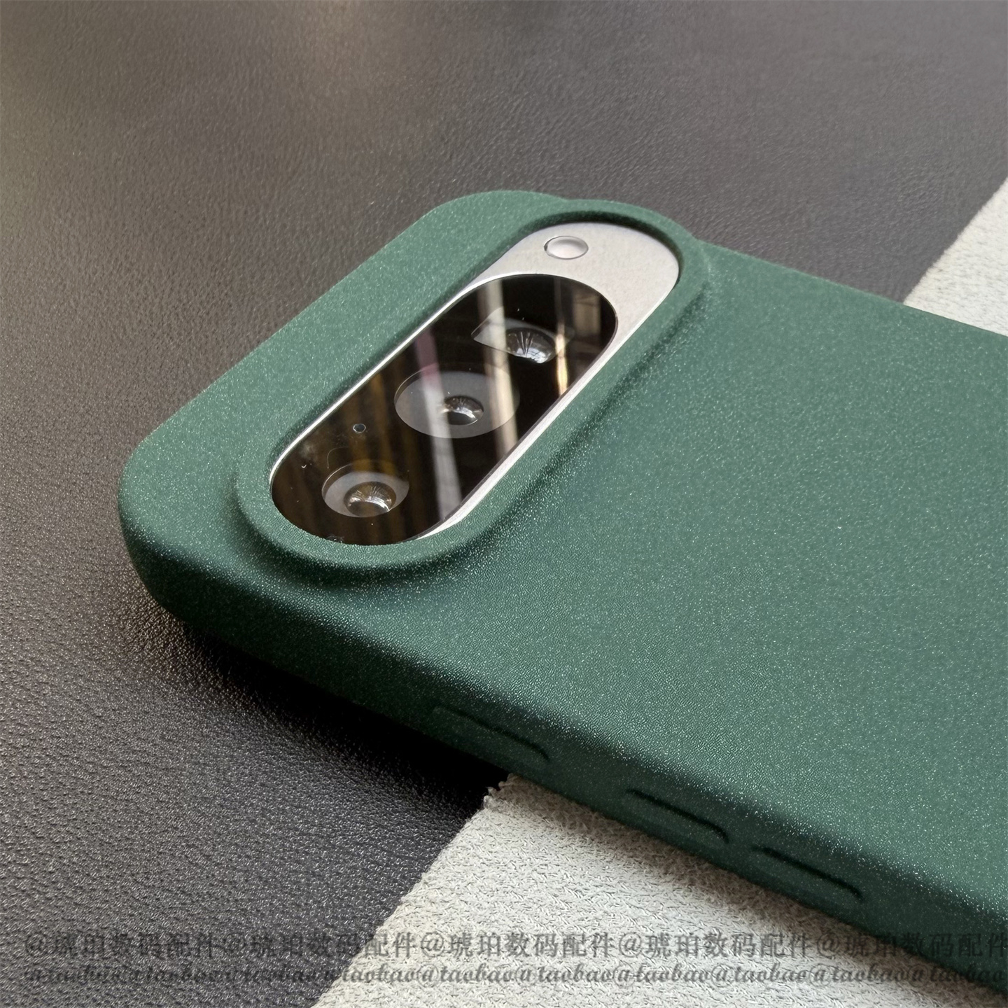 适用Google谷歌Pixel9ProXL手机壳大孔火山口硅胶软壳Pixel10粗磨砂颗粒感不沾指纹防滑8全包边按键7/6墨绿色