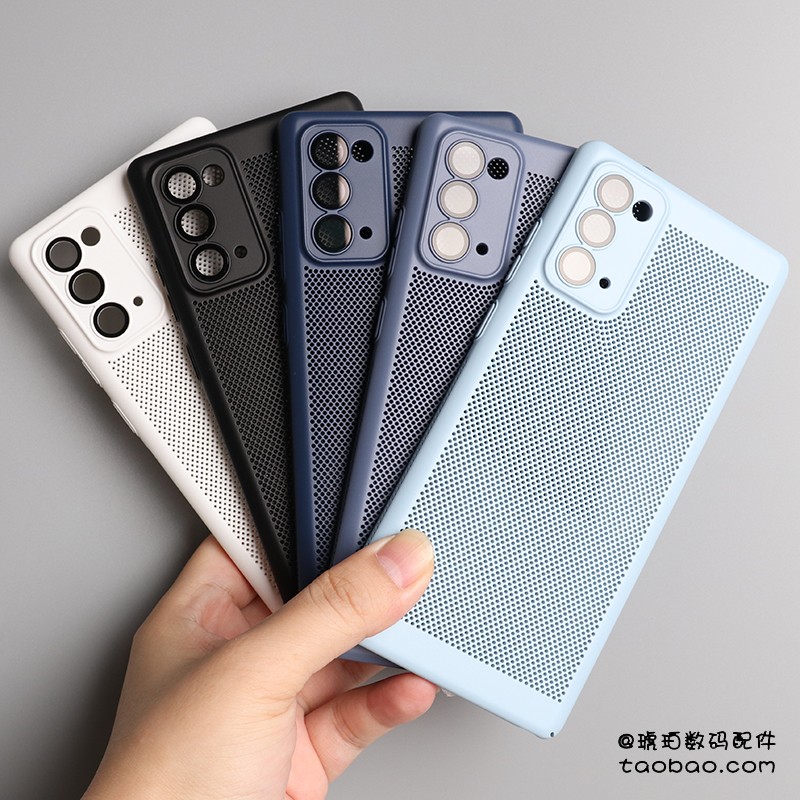 透气散热网格硬壳适用三星GalaxyNote20Ultra手机壳S24+圆弧边s23自带镜头膜S22亚克力磨砂夏日ins简约纯色21