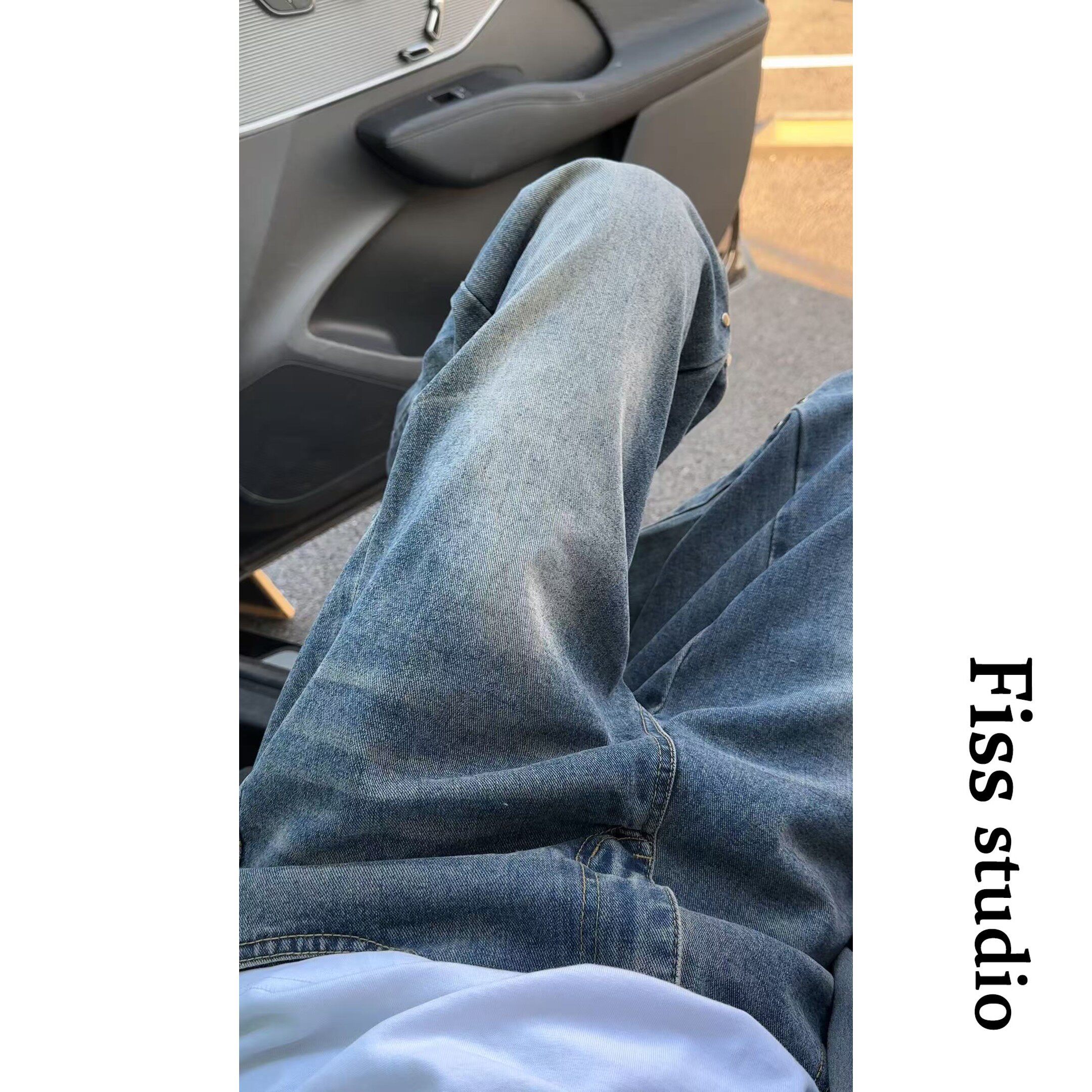 秋冬水洗美式复古压褶男款牛仔裤子黑色中腰潮牌高街显高显瘦铆钉,男装牛仔裤,星座511-1