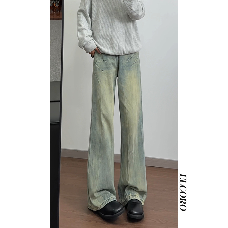 2025新款潮牌宽松百搭中腰高街复古条纹水洗牛仔男直筒阔腿牛仔裤，男装牛仔裤，星座511-1
