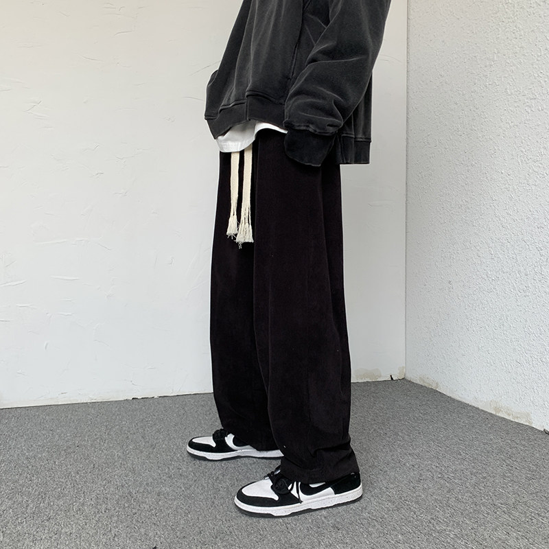 港风男灯芯绒加绒休闲裤松紧束脚运动裤227-2*K266*P45绒P50控68,男装休闲裤,星座227-2