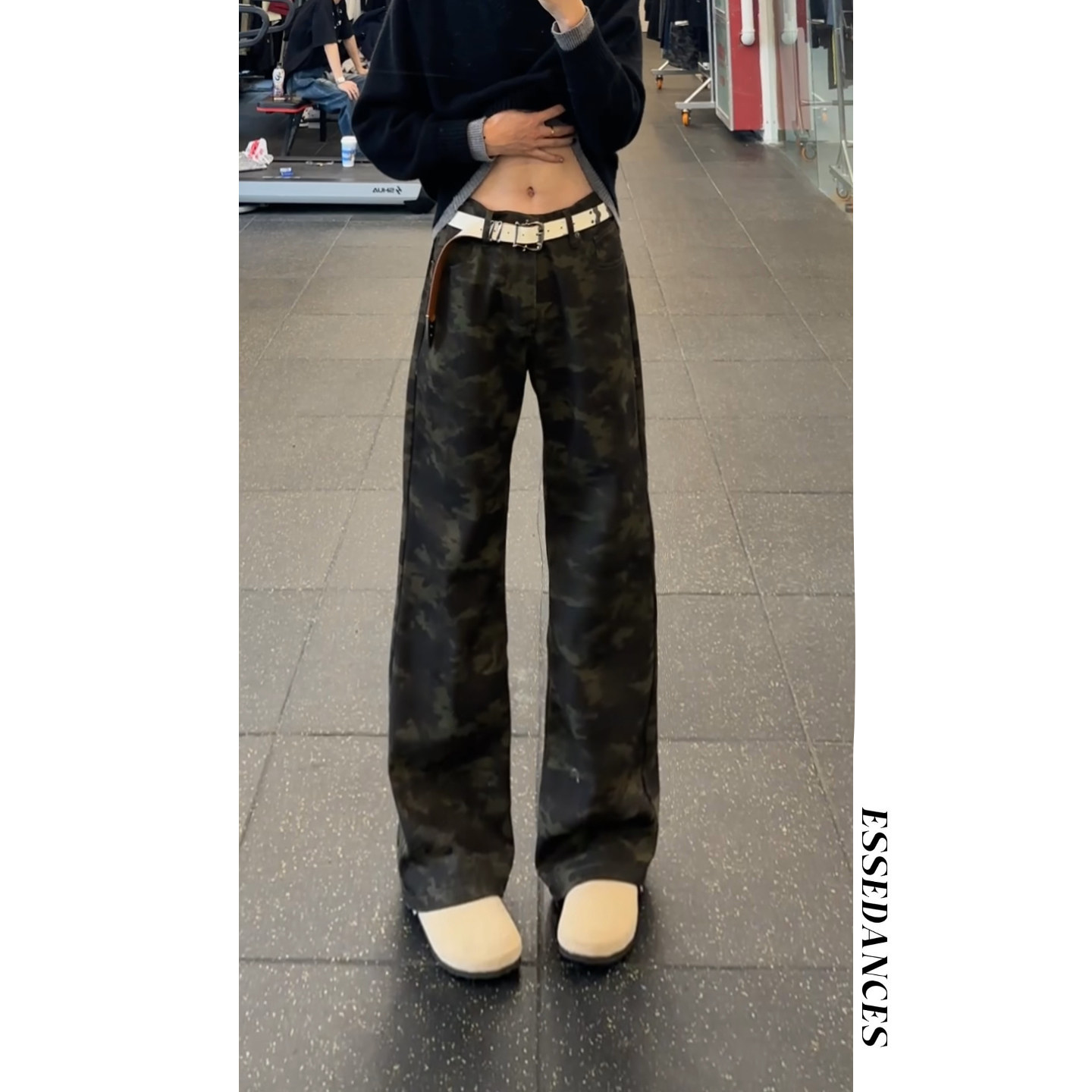 男秋季宽松美式复古水洗迷彩牛仔裤显高显瘦直筒窄版工装伐木长裤,男装牛仔裤,星座511-1
