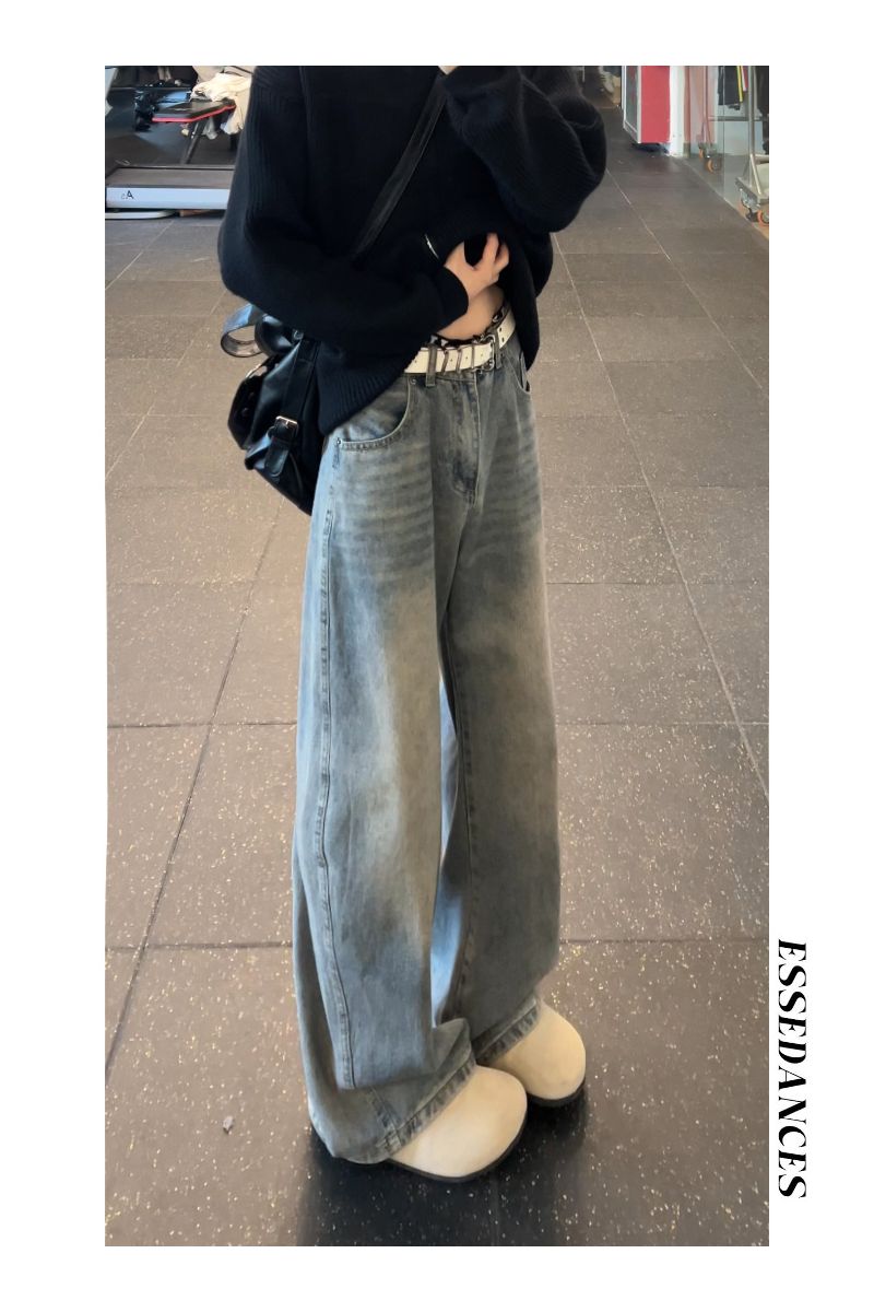 美式街头刺绣弯刀牛仔裤男女高街复古水洗百搭阔腿裤子,男装牛仔裤,星座511-1
