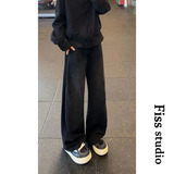 美式街头刺绣弯刀牛仔裤男女高街复古水洗百搭宽松休闲阔腿裤，男装牛仔裤，星座511-1