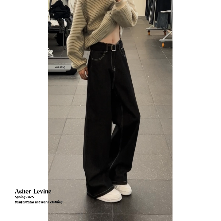 水洗黑色弯刀牛仔裤男款美式复古高级感cleanfit宽松直筒裤子长裤,男装牛仔裤,星座511-1